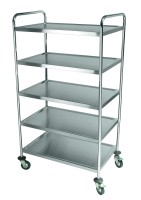Servier-/Abräumwagen, Edelstahl, 5 Borde, 850 x 540 x 1540 mm Servier-/Abräumwagen, Edelstahl, 5 Borde, 850 x 540 x 1540 mm