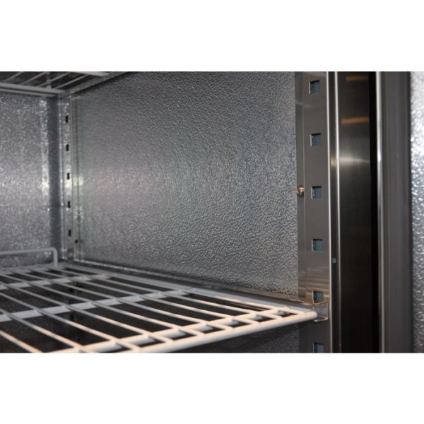 Gewerbe-Tiefkühlschrank, 1200 Liter, -10 bis -20 °C, Edelstahl, abschließbar, rollbar, statische Küh