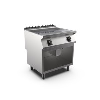 STOCK Elektro-Griddleplatte, 2/3 glatt 1/3 gerillt, hartverchromt, hochglanzpoliert, Standgerät mit STOCK Elektro-Griddleplatte, 2/3 glatt 1/3 gerillt, hartverchromt, hochglanzpoliert, Standgerät mit