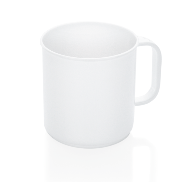Becher mit Henkel, Polypropylen, weiß, Ø 80 mm, ungeeicht