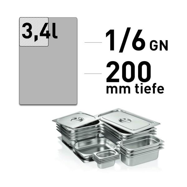 GN-Behälter - Edelstahl - GN 1/6 - 200 mm