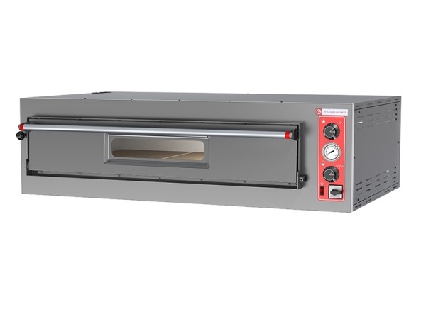 PREMIUM Elektro Pizzaofen, 1 Backkammer VOLLSCHAMOTTIERT, Pizzen 9x Ø 33 cm, mechanische Steuerung,