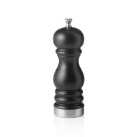 Pfeffermühle, klassisch, Holz, matt schwarz, Edelstahl-Zierring, Ø 54 x H 150 mm Pfeffermühle, klassisch, Holz, matt schwarz, Edelstahl-Zierring, Ø 54 x H 150 mm