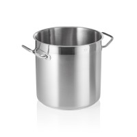 Suppentopf DeLuxe, Edelstahl, Sandwichboden, 17 Liter, Schüttrand, Kaltgriffe angeschweißt Suppentopf DeLuxe, Edelstahl, Sandwichboden, 17 Liter, Schüttrand, Kaltgriffe angeschweißt