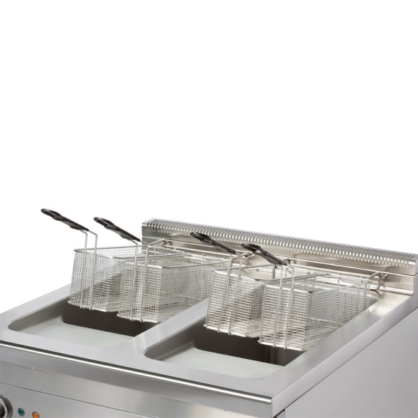 Elektro-Fritteuse, 2 Becken je 24 Liter, Unterbau mit 2 Türen - SOLOTEC 900