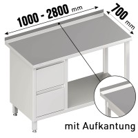 Arbeitstisch mit 2 Schubladen links auf weißem Hintergrund in isometrischer Perspektive. Arbeitstisch mit 2 Schubladen links auf weißem Hintergrund in isometrischer Perspektive.