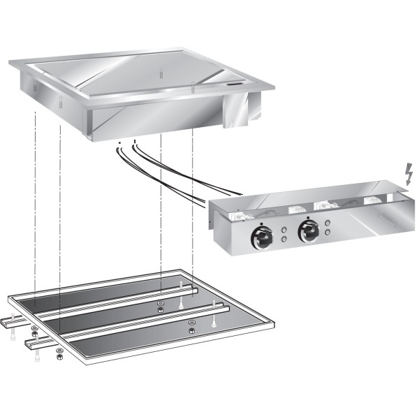 STOCK Elektro-Grillplatte, glatt, hartverchromt, Einbaugerät, 7,80 kW, Bedienteil