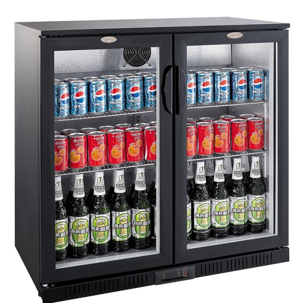 Barkühlschrank, 208 Liter, +2 bis +10 °C, 2 Türen, statische Kühlung mit Lüfter