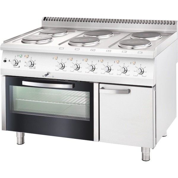 Elektroherd mit statischem Backofen, GN 2/1, 6-Platten á 2,6 kW