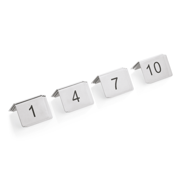 Tischnummernschilder, Edelstahl, rostfrei, Nummern 1-12, Aufdruck schwarz