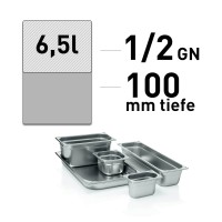 GN Behälter - Edelstahl - GN 1/2 - 100 mm - randverstärkt GN Behälter - Edelstahl - GN 1/2 - 100 mm - randverstärkt