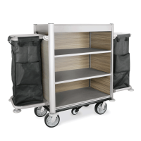 Zimmerservicewagen 1900 x 650 x 1400 mm, 2 x 65 Liter, Aluminium, HPL, Polyester, schwarz Zimmerservicewagen 1900 x 650 x 1400 mm, 2 x 65 Liter, Aluminium, HPL, Polyester, schwarz