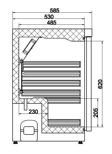 Gewerbe-Kühlschrank mit Volltür, 130 Liter, +2 bis +8°C, Kühlmittel R600 A, abschließbar