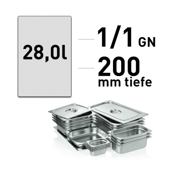 GN-Behälter - Edelstahl - GN 1/1 - 200 mm