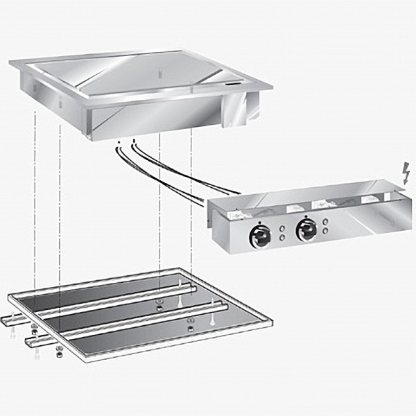 STOCK Elektro-Grillplatte 1/2 glatt/gerillt, Einbaugerät, 7,80 kW, Bedienteil