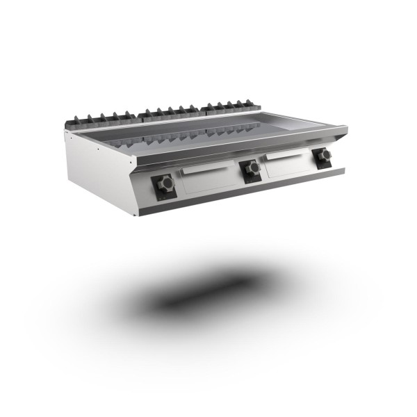 STOCK Elektro-Griddleplatte, glatt, hartverchromt, hochglanzpoliert, Geräteoberteil