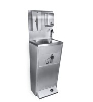 Mobile Edelstahl-Waschstation mit Tank und Fußbedienung Mobile Edelstahl-Waschstation mit Tank und Fußbedienung