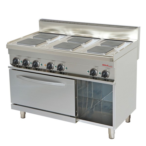 Elektroherd, 6 quadratische Platten, Backofen 1/1 GN - SOLOTEC 700