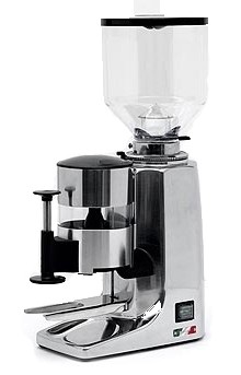 Kaffeemühle mit Kegelmahlwerk, Teleskoptamper, 1,2 kg Behälter, Automatik, Mikroschalter, Aluminium