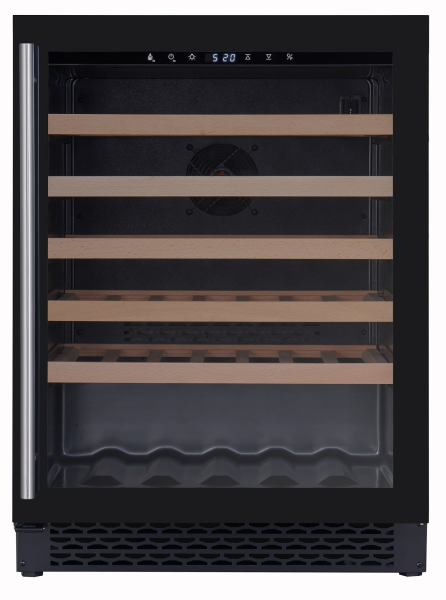 Weinkühlschrank, 127 Liter, 46 Flaschen, +5 bis +20 °C, 1 Zone, 1 Glastür, Umluftkühlung