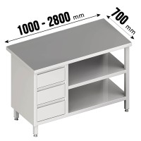Arbeitstisch, Grund- & Zwischenboden, 3 Schubladen links Arbeitstisch, Grund- & Zwischenboden, 3 Schubladen links