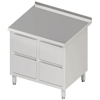 Schubladenschrank mit 2 x 2 Schubladen, mit Aufkantung, Edelstahl rostfrei, Tiefe 600mm Schubladenschrank mit 2 x 2 Schubladen, mit Aufkantung, Edelstahl rostfrei, Tiefe 600mm