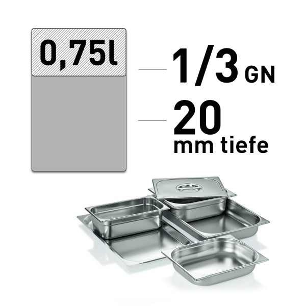 GN Behälter - Edelstahl - GN 1/3 - 20 mm - ECO Line