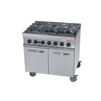 6 Flammen Gasherd mit Gas-Backofen auf Rollen 2/1 GN - SOLOTEC 700 6 Flammen Gasherd mit Gas-Backofen auf Rollen 2/1 GN - SOLOTEC 700