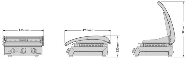 Grill-Station, 6-Sandwiches, Grillplatte oben gerippt/unten glatt