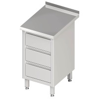 Schubladenschrank, 3 Schubladen, Aufkantung, Edelstahl rostfrei, Tiefe 600mm Schubladenschrank, 3 Schubladen, Aufkantung, Edelstahl rostfrei, Tiefe 600mm