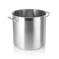 Suppentopf DeLuxe, Edelstahl, Sandwichboden, 50 Liter, Schüttrand, Kaltgriffe angeschweißt Suppentopf DeLuxe, Edelstahl, Sandwichboden, 50 Liter, Schüttrand, Kaltgriffe angeschweißt