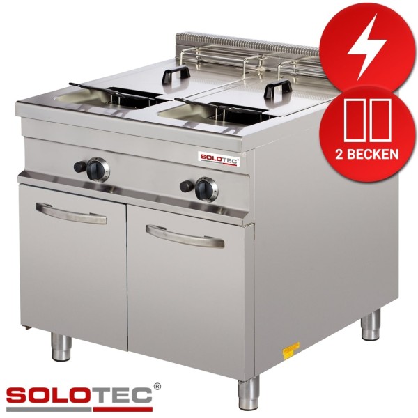 Elektro-Fritteuse, 2 Becken je 24 Liter, Unterbau mit 2 Türen - SOLOTEC 900