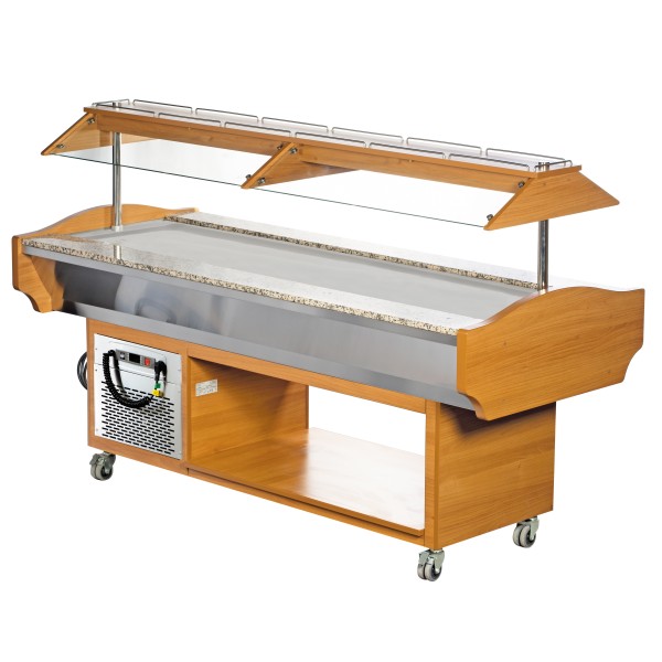 SOLOTEC Kaltbuffet, gekühlte Platte +2 / +10°C, mit statischer Kühlung in Walnussoptik