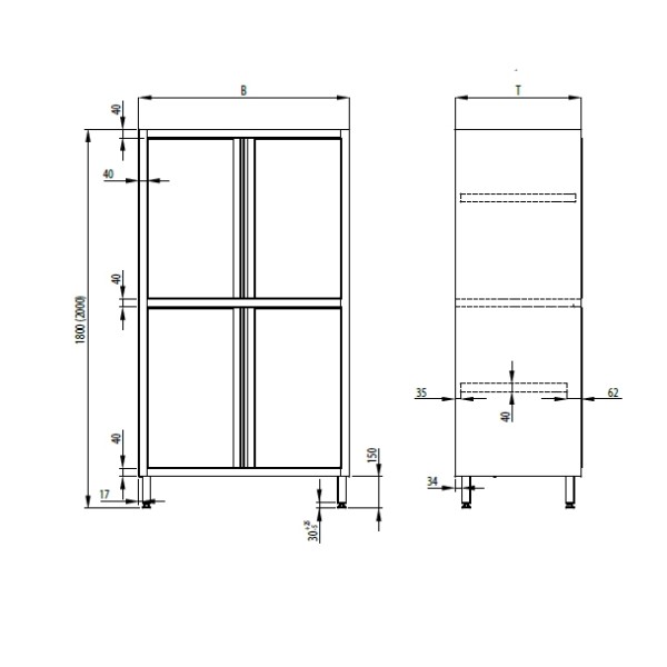 Hochschrank mit Flügeltüren