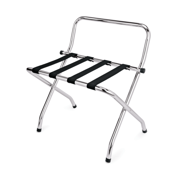 Kofferständer / Gepäckablage mit Wandschutz, verchromt, Nylon, zusammenklappbar, B 585 x T 570 mm