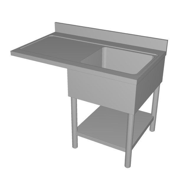 STOCK Spülcenter mit Korbbahn, 1 Becken rechts, runde Beine