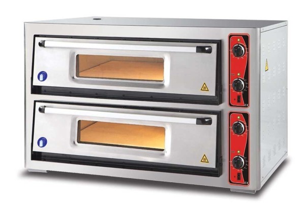 ECCO Pizzaofen, 2 Kammern, 6 Bleche Ø 300 mm, mit Schamottstein
