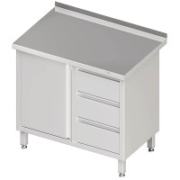 Vorschau: Arbeitsschrank, Flügeltüren, Aufkantung, 3 Schubladen rechts, Tiefe 600mm Vorschau: Arbeitsschrank, Flügeltüren, Aufkantung, 3 Schubladen rechts, Tiefe 600mm