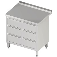 Schubladenschrank mit 2 x 3 Schubladen, mit Aufkantung, Edelstahl rostfrei, Tiefe 600mm Schubladenschrank mit 2 x 3 Schubladen, mit Aufkantung, Edelstahl rostfrei, Tiefe 600mm