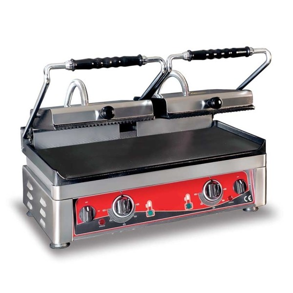 Kontaktgrill, oben gerillt/unten glatt, Grillplatte 520 x 240 mm