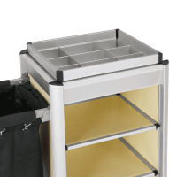Vorschau: Zimmerservicewagen mit 60 l Volumen, helle Holzoptik, Aluminiumrahmen, Rollen Ø 150 mm Vorschau: Zimmerservicewagen mit 60 l Volumen, helle Holzoptik, Aluminiumrahmen, Rollen Ø 150 mm