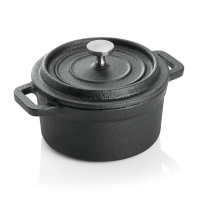 Cocotte, rund, Gusseisen, schwarz, ca. 300 ml, Ø 100 mm, ofenfest Cocotte, rund, Gusseisen, schwarz, ca. 300 ml, Ø 100 mm, ofenfest