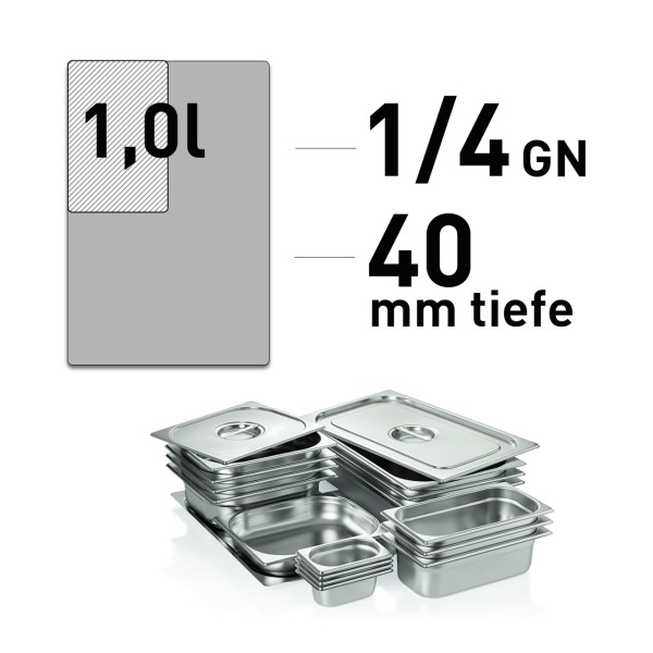 GN Behälter - Edelstahl - GN 1/4 - 40 mm