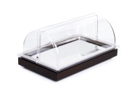 Buffet-Set bestehend aus: Basiselement GN 1/1 Wenge, Edelstahl-Tablett GN 1/1, Rolltop-Haube und Küh Buffet-Set bestehend aus: Basiselement GN 1/1 Wenge, Edelstahl-Tablett GN 1/1, Rolltop-Haube und Küh