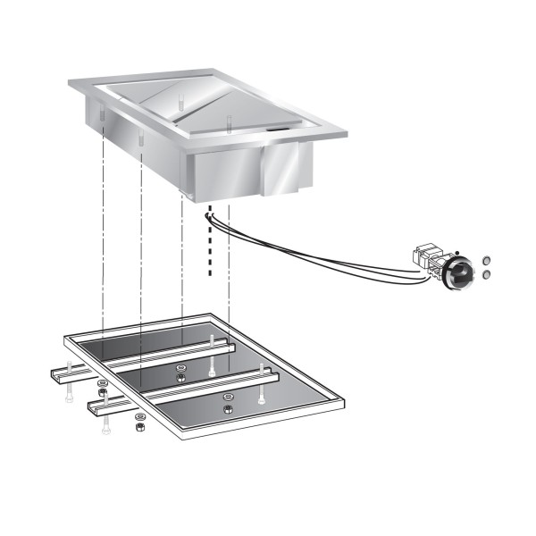 STOCK Elektro-Grillplatte, glatt, hartverchromt, Einbaugerät, 3,90 kW, Bedienteil