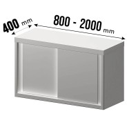 Vorschau: Wandhängeschrank, mit Schiebetüren, Zwischenboden höhenverstellbar, Edelstahl, 400mm Tiefe Vorschau: Wandhängeschrank, mit Schiebetüren, Zwischenboden höhenverstellbar, Edelstahl, 400mm Tiefe
