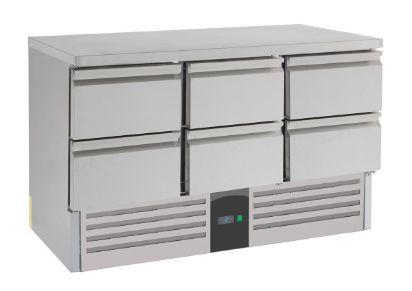 Kühltisch 6 Schubladen, 700mm Tiefe, Motor unten
