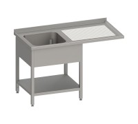 Spültisch, hier mit einem Becken links und Grundboden auf weißem Hintergrund in isometrischer Perspektive. Spültisch, hier mit einem Becken links und Grundboden auf weißem Hintergrund in isometrischer Perspektive.