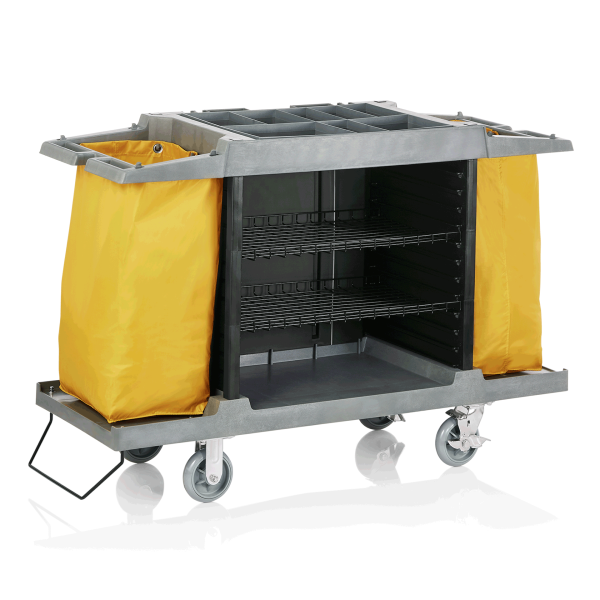 Zimmerservicewagen, Kunststoff, PVC, Polyester, 4 Rollen, 2 x 70 Liter Wäschesäcke