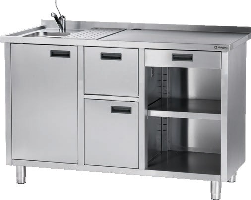 Kaffeemaschinenschrank mit Spülbecken Edelstahl